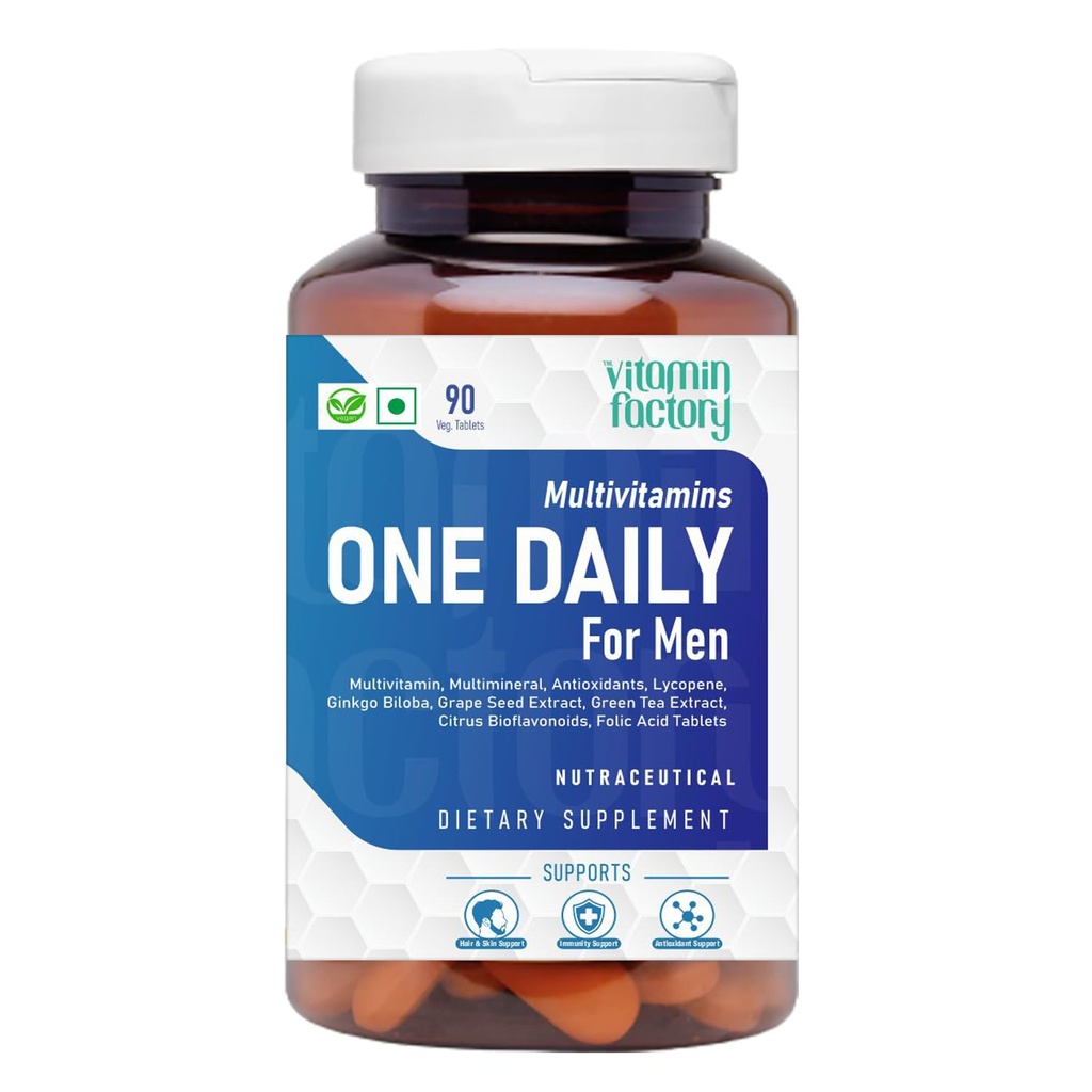 Multivitamin For Men | Multimineral, Ginseng, Grape Seed Extract| Enhances Energy, Stamina, Boost Immunity- 90 Vegetable Tablet