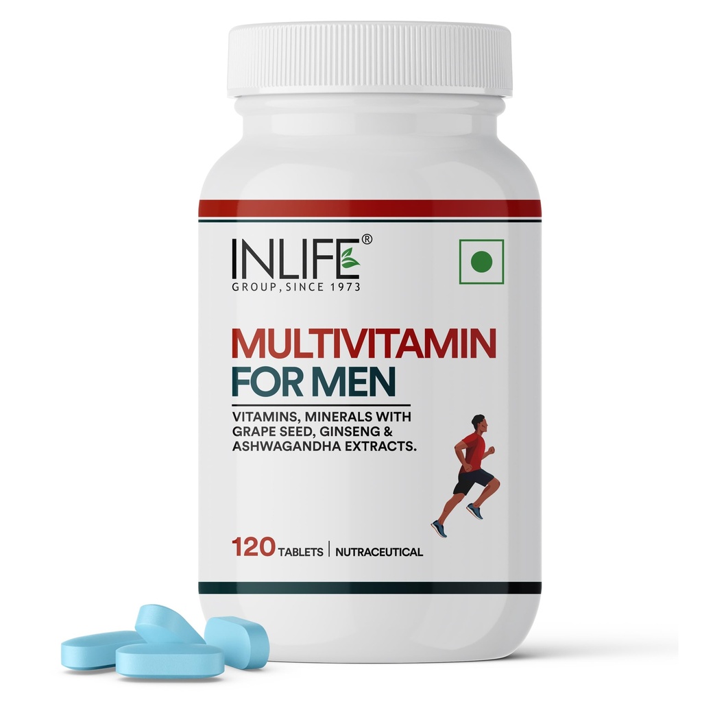 INLIFE Multivitamin Supplement for Men, 23 Vitamins Minerals, 120 Tablets