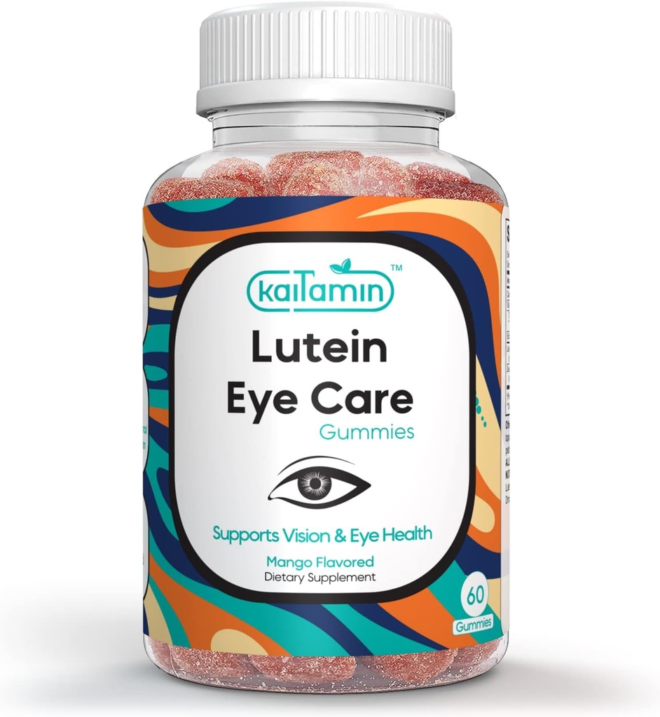 Lutein & Zeaxanthin Eye supplement for Adults - Protection des yeux - Yummy Mango Flavored Vegan, sans gluten, fait avec de l'huile de coco. 60 Gummies