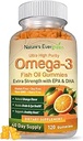 Extra Strength Omega 3 Huile de poisson Gommies avec DHA & EPA. Supplément ultra-haute pureté Omega 3 Gommy pour le coeur sain, l'articulation et le soutien du cerveau.