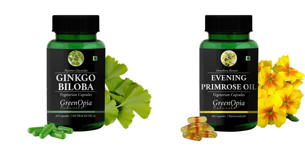Ginkgo-biloba-vegetarian-capsules, Evening-primrose-oil-vegetarian-capsules Combo | Convenient Nutrition & Wellness Routine | Multi-Product Pack