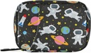 Space Travel Galaxy Astronautes Pill Box 7 Day Pill Case Sac de voyage Pill Organizer Bag avec zipper Portable Weekly Case Taille compacte pour le support de supplément de vitamine