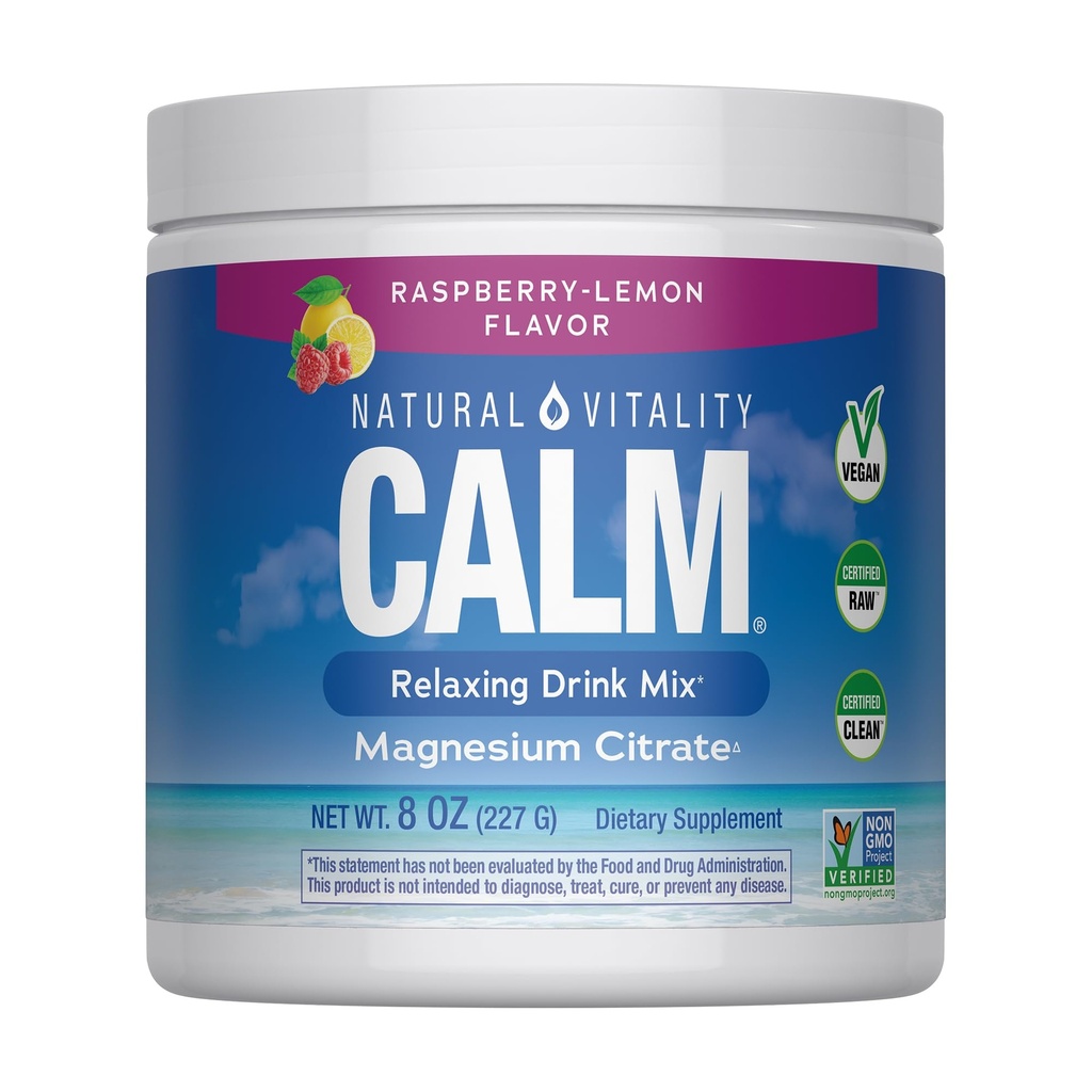 VITALITÉ NATURELLE Framboise Lemon Calme Magnésium Drink Mix, 8 OZ