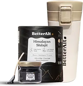 Meilleure Alt pur Himalayan Shilajit Resin haute puissance grade d'or pour les hommes et les femmes & Tumbler de thé