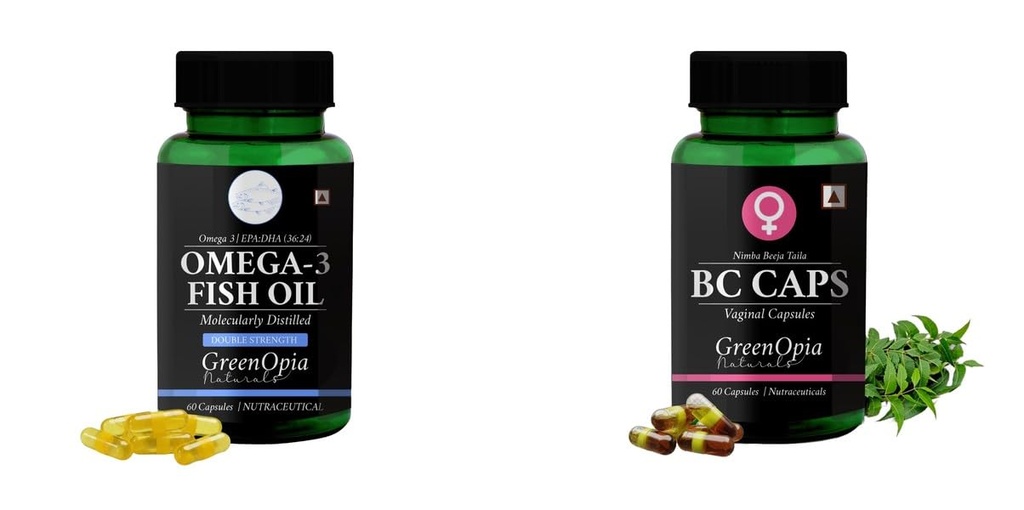 Fish-oil-double-strength, Bc-caps-vaginal-capsules Combo | Convenient Nutrition & Wellness Routine | Multi-Product Pack
