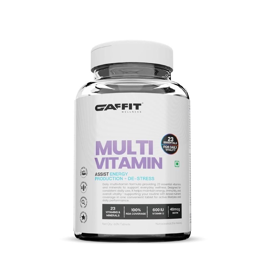 Daily Multivitamin Tablets for Men & Women | 23 Essential Vitamins & Minerals | 100% RDA Coverage, Supports Energy, Immunity & Daily Vitality GMP Certified | 60 Tablets