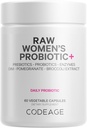 Codeage Supplément Probiotique+ femmes brutes - 34 souches probiotiques, 100 milliards d'UFC, enzymes digestives, mélange prébiotique, DIM, extraits à base de plantes, phytonutriments - non-OGM - 30 capsules