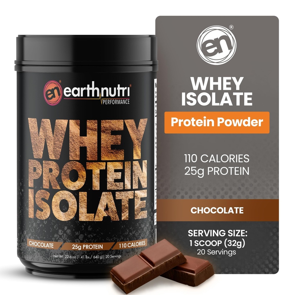 Poudre de protéines isolate de lactosérum – Poudre de récupération post-entraînement pour la récupération et la croissance musculaire – 25g Protéines – Facilement digestibles – Non-OGM et sans gluten – Saveur de chocolat – 20 portions (1,41 lb)