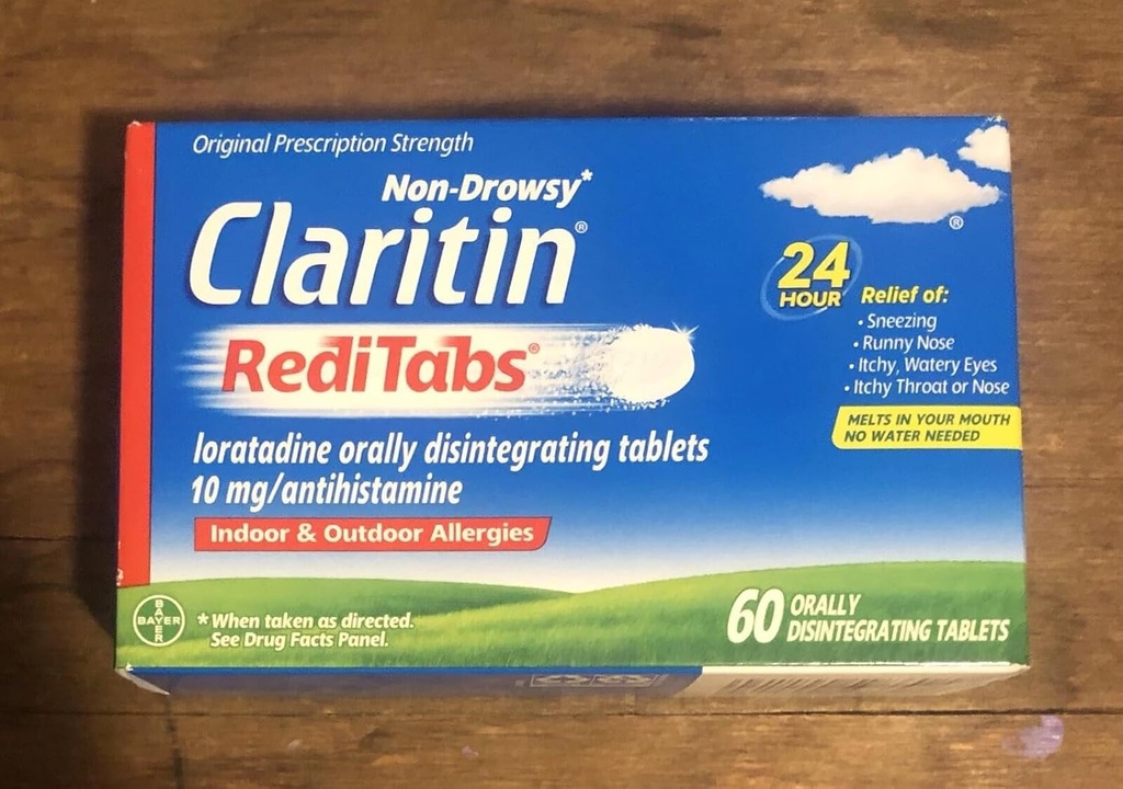 Claritin RediTabs 24 heures contre l'allergie Médecine, anti-allergie non somnolente, Loratadine Antihistamine Comprimés, 60 Nombre