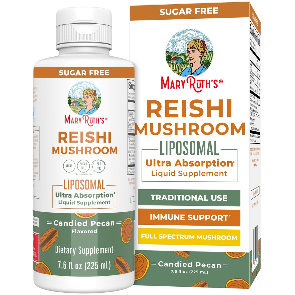 MaryRuth Organics Reishi Vegan Mushroom Supplement (en anglais seulement) Ultra Absorption Liposomal (en anglais seulement) Immune Support avec 200mg Beta-Glucans, Vegan (en anglais seulement)