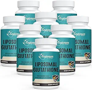 2400 MG Glutathion liposomique softgels, absorption maximale, forme active L-Glutathion réduit (GSH), avec acide hyaluronique, resvératrol, maîtres antioxydants pour la désintoxication, cerveau, système immunitaire, 480 softgels