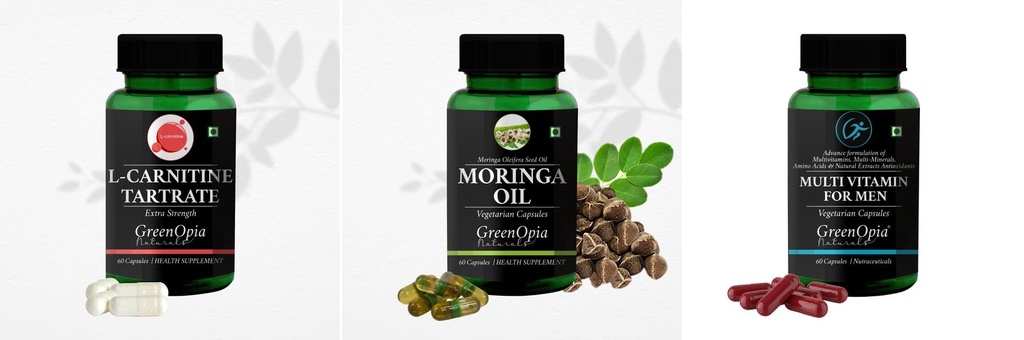 L Carnitine 1 + Moringa Seed Oil Multivitamins For Men Daily Health Pack |60 CAPSULES
