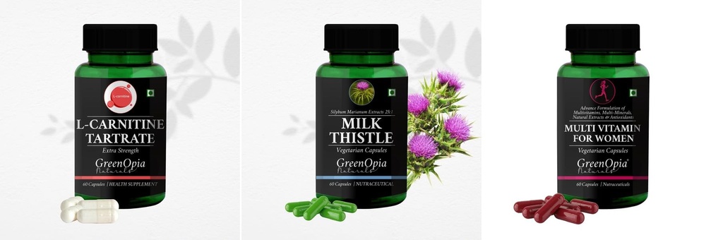 L Carnitine 1 + Milk Thistle Multivitamins For Women Daily Health Pack |60 CAPSULES