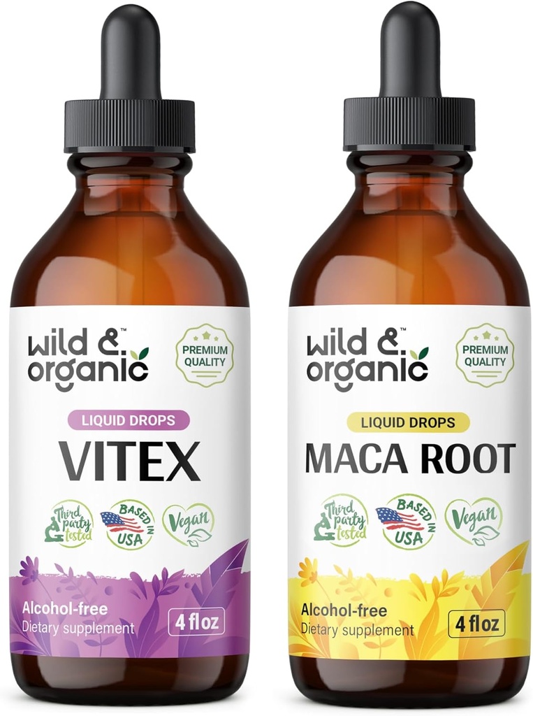Teinture de Vitex sauvage et biologique 4 fl oz & Maca Teinture de racine 4 fl oz