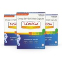 T-Omega Flaxseed Oil 1000mg | Omega 3-6-9 Essential Fatty Acid Supplement for Heart, Brain, Joint, and Eye Health Pack Of 3
