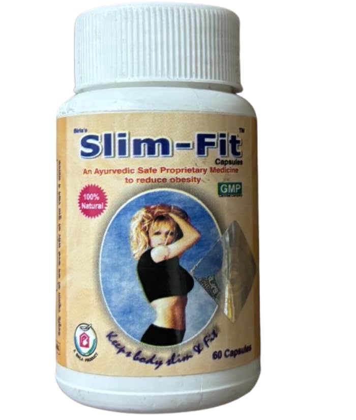 Birla Slim-Fit 60 Herbal Capsules | 500mg, Weight Loss Supplement for Women & Men With Green Tea, Black Pepper, Vrikshamla, Guggulu, Haritaki, Ginger, Fenugreek -By Birla Pharma