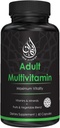 Gélules de multivitamines halales complètes pour adultes Hommes et femmes (42) Mélange de fruits et légumes avec fer, zinc, coQ10, acide folique et vitamine A, B1, B3, B6, B12, C, D3, E-60 Nombre