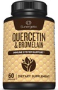 Supplément Sunergetic Premium Quercetin & Bromelain – Complexe puissant Quercetin Bromelain pour aider à soutenir le système immunitaire et le soutien saisonnier – Quercetin 1000mg par service – 60 capsules