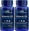 Prolongation de la durée de vie Vitamine D3 5000 UI, 120 softgels (paquet de 2)