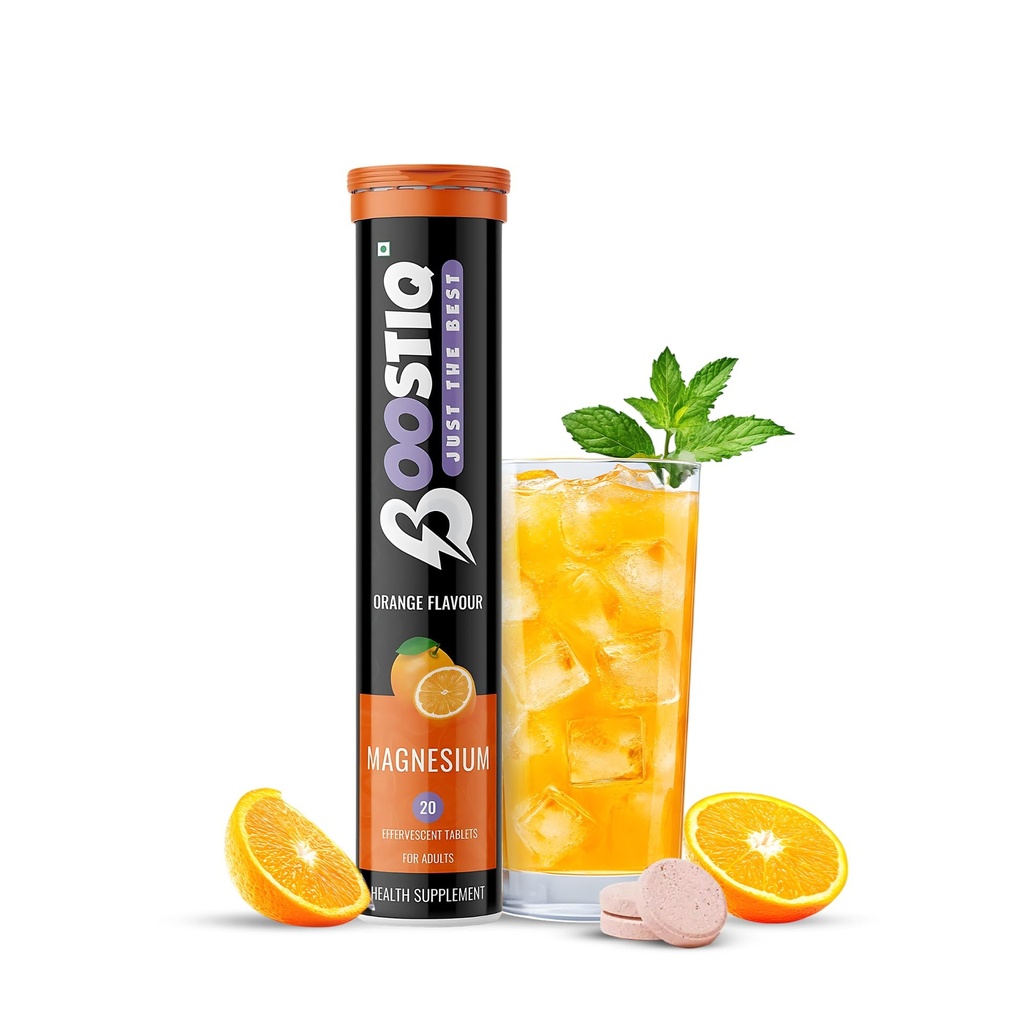Magnesium Effervescent Tablets For Recovery Muscle Health, Zinc magnesium Supplements For Stress Management & Relax Deep Sleep, Zinc Magnesium Tablets No Sugar (20 count (Pack of 1), Orange)