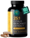 Extrait d'agrumes de Bergamote 1000mg Capsules — Supplément naturel de 25:1 d'agrumes de Bergamote avec 50% d'extrait de polyphénols et de poivre noir — Formule naturelle végétalienne et non OGM — 180 Capsules