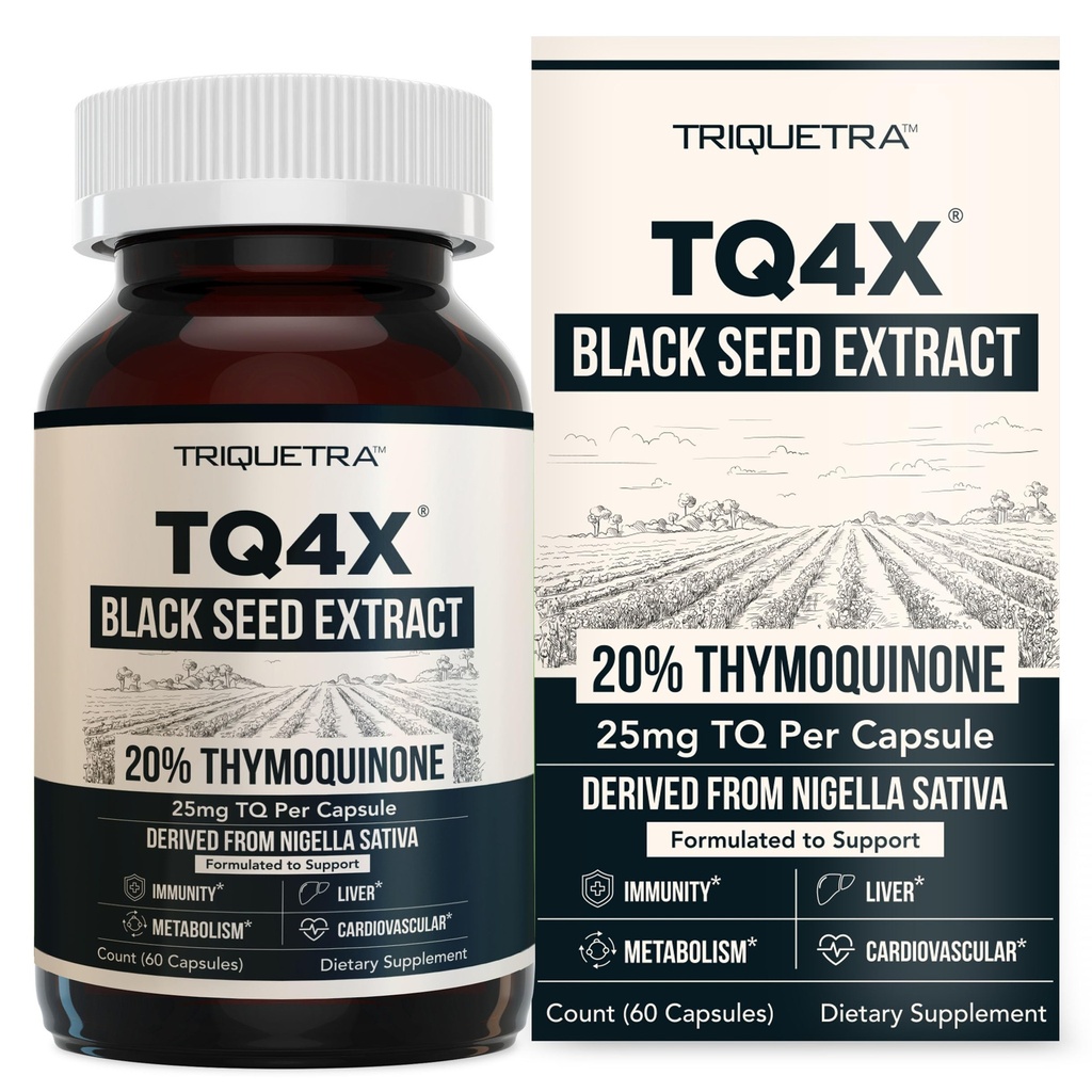 20 % Thymoquinone Black Seed Oil Extract Capsules - TQ-Advanced 4X®: Potent Thymoquinone Concentration Disponible - 60:1 Concentré à partir de Nigella Sativa, forme brute, végétalien, bouteille de verre (60 capsules)