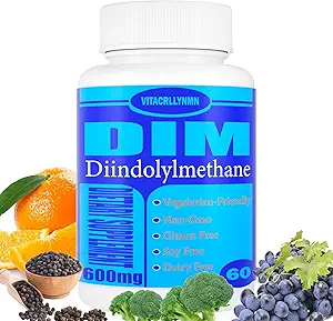 Supplément DIM 600mg Etrogen Blocker pour les hommes et les femmes - Hormone, Estrogen Balance, Ménopause, PCOS, Acné et soins de la peau 60 Capsule
