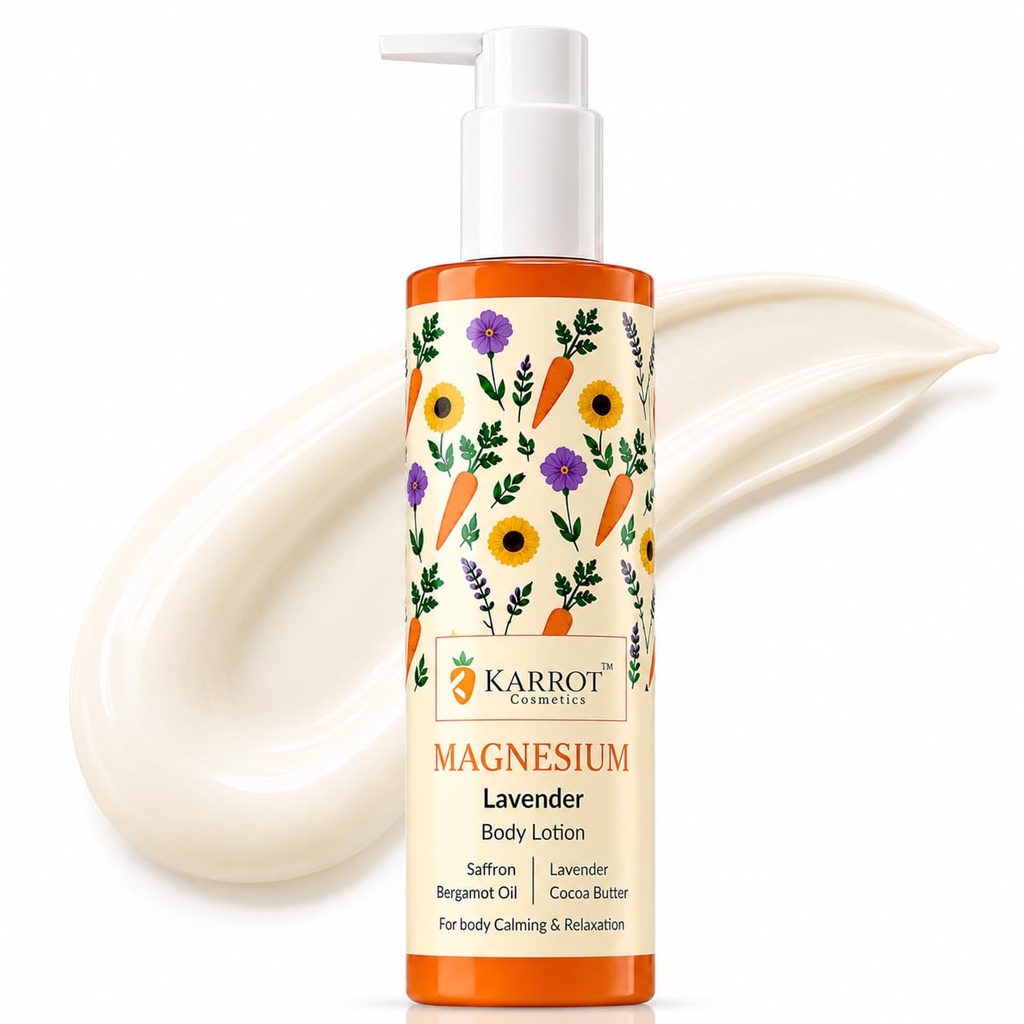 KARROT Magnesium Body Lotion for Sleep, Epsom Salt for Muscle Relaxation & Recovery | Lavender, Saffron & Bergamot Oil Body Moisturizer for Restless Legs & Stress Relief – Vegan – 100g