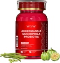 WXW Akkermansia Muciniphila Probiotique pour les femmes et les hommes, Aide GLP-1 Produisez naturellement, Lactobacillus GG - Soutien pour le métabolisme Curb Cravates Digestion et santé Gut, 30 Capsules