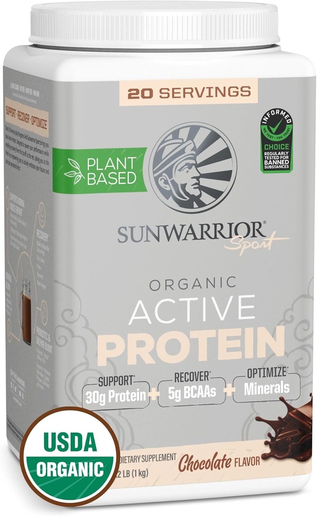 Poudre de protéines organiques à base de plantes Sunwarrior de Végétalienne Poudre de protéines organiques avec des acides aminés BCAA Plus Récupération Minéraux et botaniques