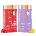 Nutriburst Beauty Sleep Combo: Hair, Skin & Nails Biotin Gummies + Serene Sleep Melatonin Gummies for Radiant Skin, Stronger Hair, and Restful Sleep | Beauty, Relaxation & Wellness | No Added Sugar (Pack of 2X60)