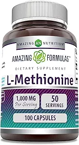 Formules étonnantes Supplément L-Méthionine de 1000 Mg par portion de 100 capsules de 100 capsules de 100 capsules de 100 capsules de 100 capsules sans gluten de 100 capsules de 100 capsules de 100 capsules de 100 capsules de 100 capsules de plus.