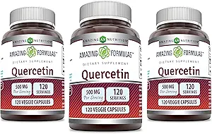 Formules étonnantes Quercetin 500mg Gélules Veggie Supplément (non-OGM) Sans gluten (120 Count)