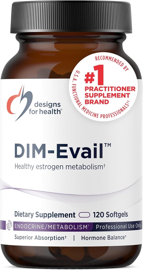 Conceptions pour la santé DIM-Evail - 100mg DIM supplément Absorption accrue Diindolylméthane - soutient le métabolisme et la santé des femmes œstrogènes - sans OGM et sans soja (120 softgels)