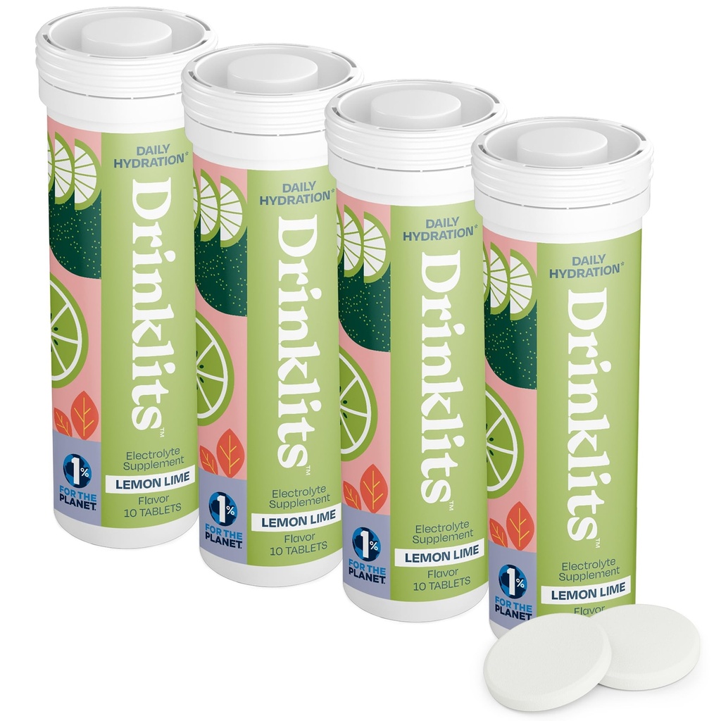 Buissons Citron-Lime Comprimés quotidiens d'hydratation par électrolyte (4) Bundle de tube – 0g de sucre – Excellent goût – 40 portions - 10 comprimés par tube