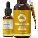 Ginkgo bio Biloba extrait des suppléments liquides, soutien du cerveau et de la concentration, 98% Absorption, végétalien, non-OGM, alcool et sans gluten - 4 Fl Oz