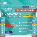 Poudre d'électrolyte Packs d'hydratation sans sucre Tropical Punch HydroMATE 30 bâtons
