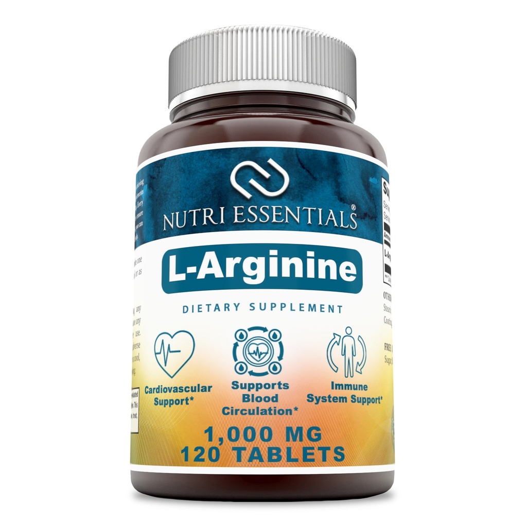 L-Arginine 1000 Mg 120 Comprimés Complément diététique - soutient la santé cardiovasculaire - soutient les fonctions du système immunitaire - favorise la circulation sanguine