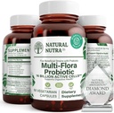 Naturel Nutra Ultimate Flora Probiotique pour les femmes et les hommes, aide à améliorer la digestion, contribue à la santé globale, favorise le système immunitaire, multi-train avec Lactobacillus, Acidophilus, 60 capsules