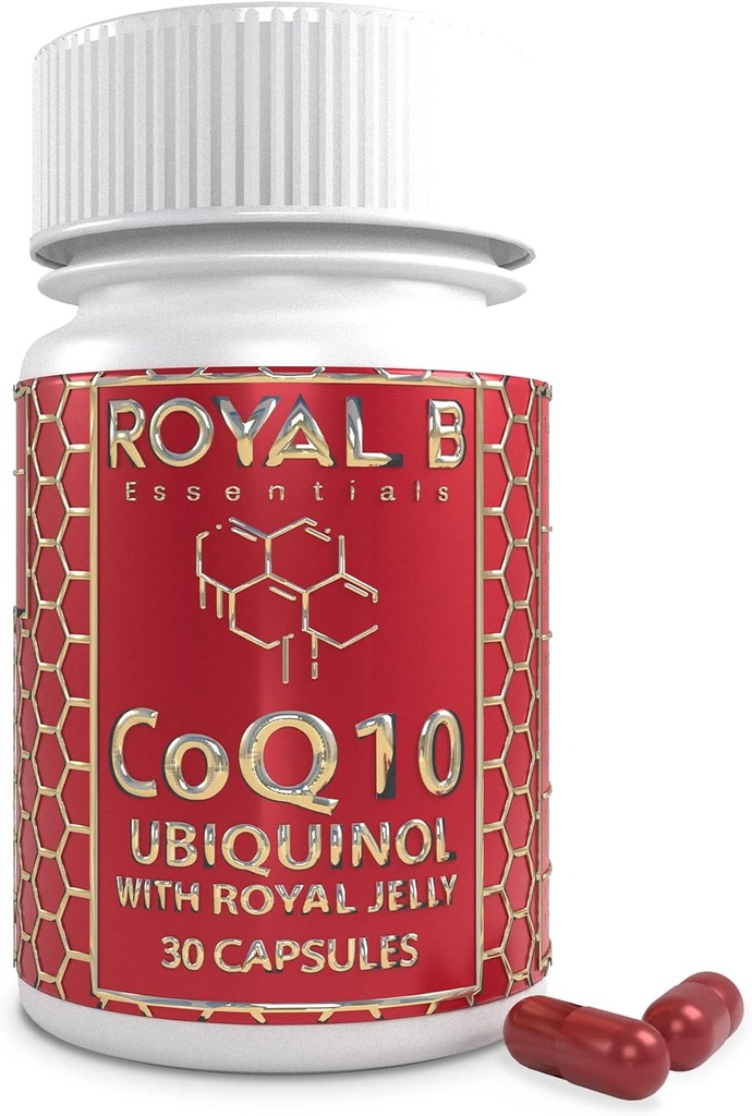 Ultra-Premium Co-enzyme Q10 avec Jelly Royal, Ubiquinol CoQ10 Capsules pour la santé cardiaque et la défense immunitaire, Supplément CoQ10 tout naturel fabriqué par Bees, 3000 mg, 30 Capsules Veggie
