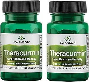 Swanson Theracurmin - Supplément à base de plantes pour soutenir la santé et la mobilité conjointes - Formulé pour une absorption élevée - (30 capsules, 100mg chacune) (2 pack)