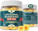 Supplément Berberine 500mg, une fois par jour, Gommies liposomiques avec cannelle Ceylan, Melon amère, Banaba Feuille pour le métabolisme équilibré, activateur AMPK, haute absorption, sans sucre, végétalien, 60 Cts