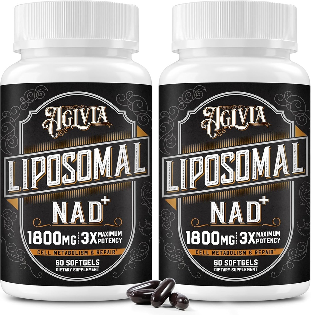Supplément NAD liposomale 1800 MG, supplément NAD+ semblable à la nicotinamide Riboside, supplément NAD Plus 98% pour booster d'énergie et réparation cellulaire pour les hommes et les femmes, non-OGM, 120 Softgels