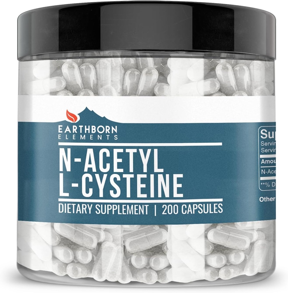Éléments terriens NAC N-acétyl L-Cysteine 200 gélules, pures et non diluées, sans additifs