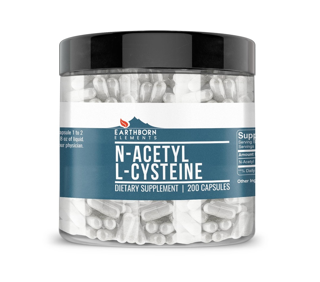 Éléments terriens NAC N-acétyl L-Cysteine 200 gélules, pures et non diluées, sans additifs