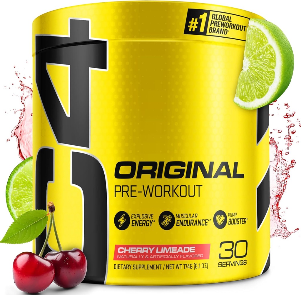 Cellucor C4 original pré-entraînement poudre cerise Limeade de la vitamine C pour l'immunité Support de sucre libre Pré-entraînement énergie pour les hommes et les femmes 150mg caféine + bêta Alanine + créatine