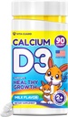 Calcium D3 Comprimés à croquer pour enfants – 640 mg Calcium et 320 UI Vitamine D3 – Non-OGM, Saveur de lait – Supplément de soutien aux os et aux dents – 90 comprimés pour les 2 ans et plus