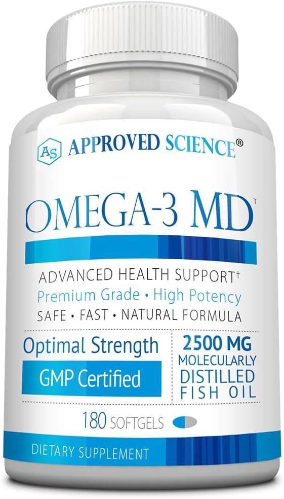 Omega-3MD - Huile de poisson EPA & DHA - Améliorer la santé cognitive - 1 bouteille - 3 mois d'approvisionnement