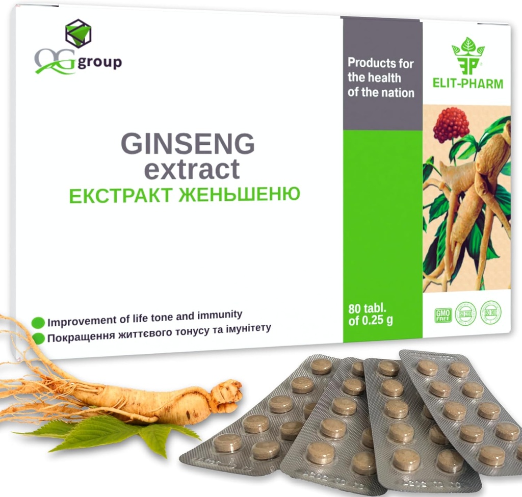 QG group Ginseng Extract & Licorice Root Extract with Vitamin C (80 Tablets - 210mg Each) Dietary Supplement for Men & Women