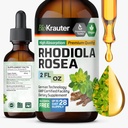 BIO KRAUTER Rhodiola Rosea Supplément liquide - Teinture de rose de Rhodiola pure - Vegan Calmness Support - Extrait sans alcool et sans sucre 2 Fl.Oz.